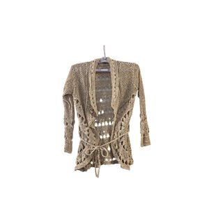 Women's Unbranded Beige Crochet Knit Cardigan S Coquette Y2K